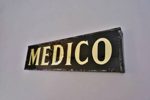 Gold leaf advertising vintage sign`Medico`(Doctor), 1920`s ca, Argentinian